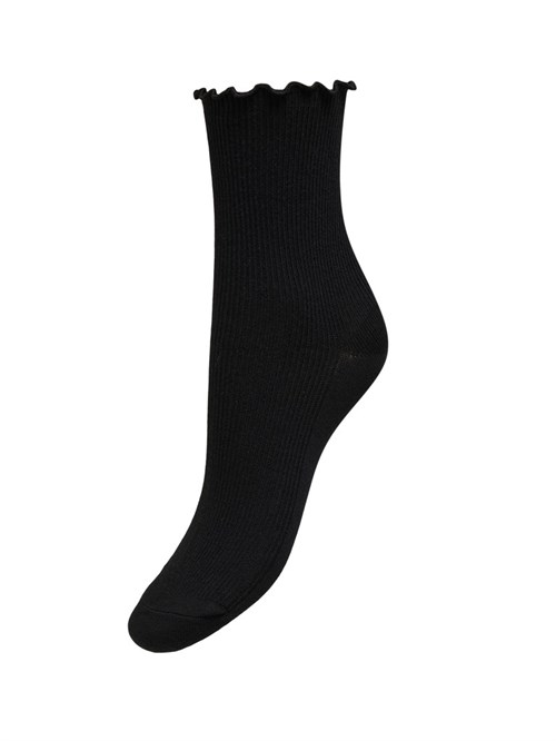 Only Caya Rib Strømpe med bølgekant, Onesize,Sort